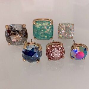 kate spade gold-tone multicolor glitter & crystal stud earring set